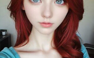 AI girl with red hair wallpaper