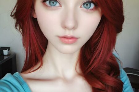 AI girl with red hair wallpaper
