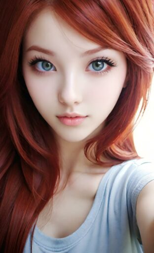 AI girl with red hair wallpaper