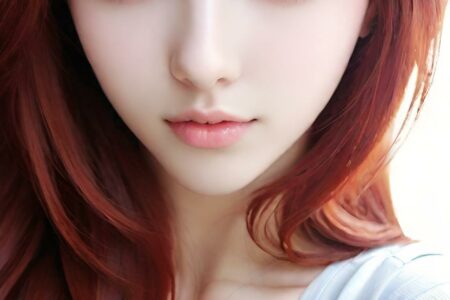 AI girl with red hair wallpaper