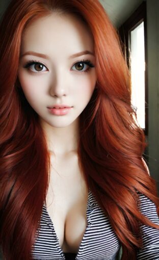 AI girl with red hair wallpaper