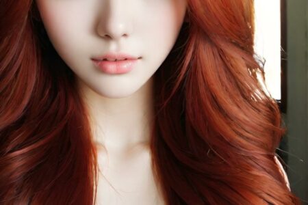 AI girl with red hair wallpaper