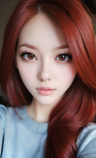AI girl with red hair wallpaper