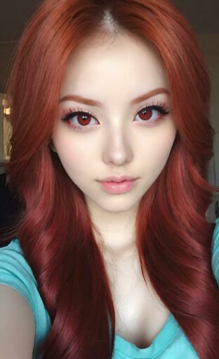 AI girl with red hair wallpaper