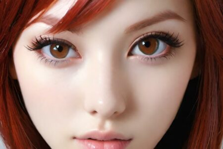 AI girl with red hair wallpaper