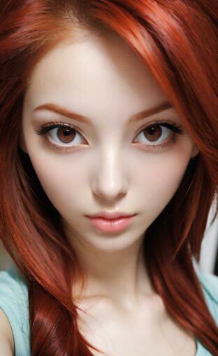 AI girl with red hair wallpaper