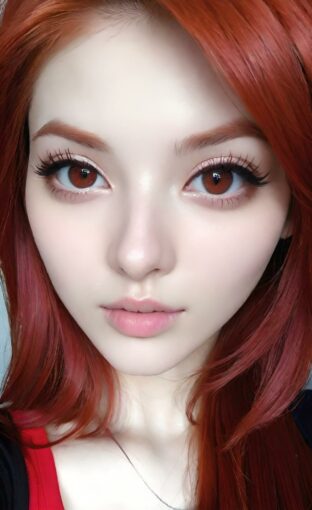 AI girl with red hair wallpaper