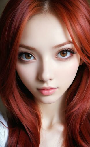 AI girl with red hair wallpaper