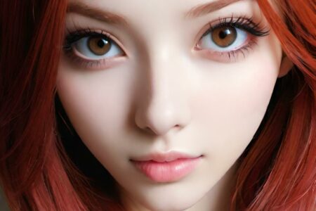 AI girl with red hair wallpaper