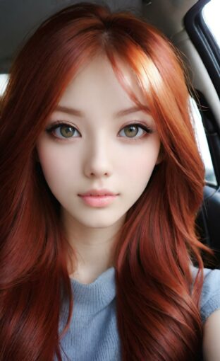 AI girl with red hair wallpaper