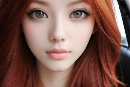 AI girl with red hair wallpaper
