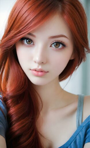 AI girl with red hair wallpaper