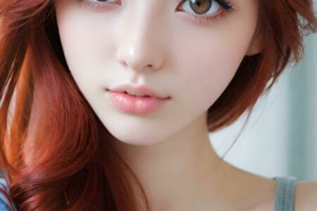 AI girl with red hair wallpaper