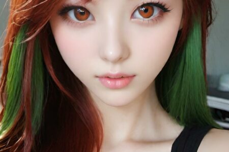 AI girl with red hair wallpaper