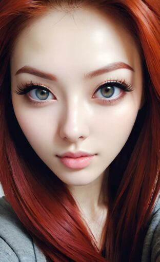 AI girl with red hair wallpaper