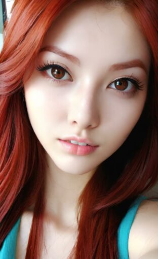 AI girl with red hair wallpaper