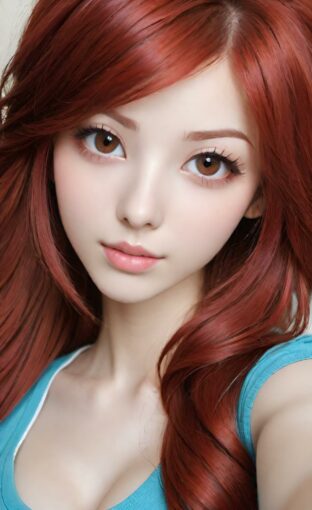 AI girl with red hair wallpaper