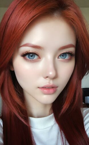 AI girl with red hair wallpaper