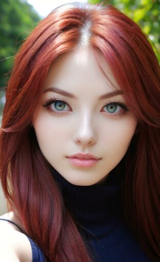 AI girl with red hair wallpaper