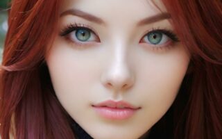 AI girl with red hair wallpaper
