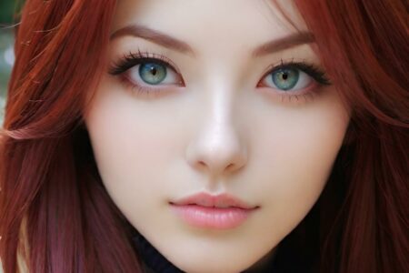 AI girl with red hair wallpaper