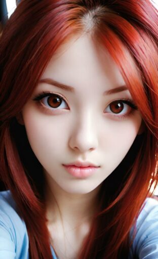 AI girl with red hair wallpaper