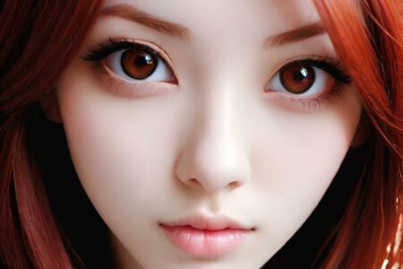 AI girl with red hair wallpaper
