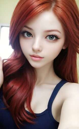 AI girl with red hair wallpaper