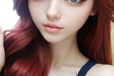 AI girl with red hair wallpaper