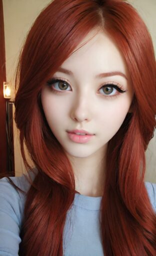 AI girl with red hair wallpaper