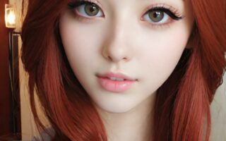 AI girl with red hair wallpaper
