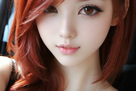 AI girl with red hair wallpaper
