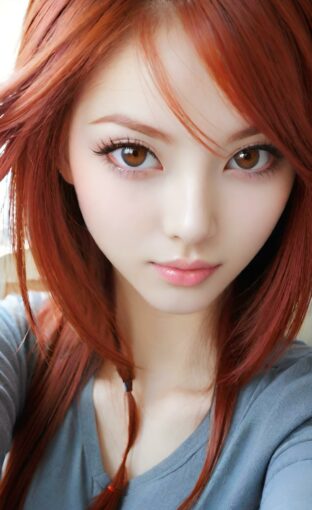 AI girl with red hair wallpaper