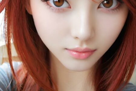AI girl with red hair wallpaper
