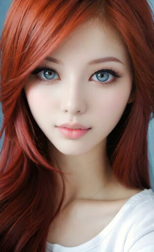 AI girl with red hair wallpaper