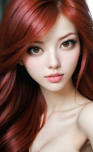 AI girl with red hair wallpaper