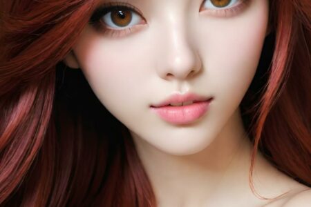 AI girl with red hair wallpaper