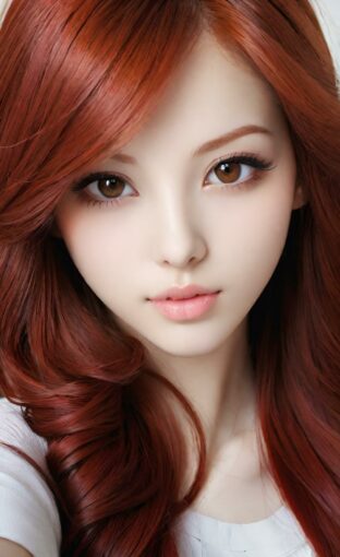 AI girl with red hair wallpaper