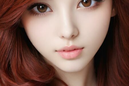 AI girl with red hair wallpaper