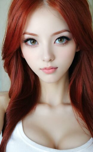 AI girl with red hair wallpaper