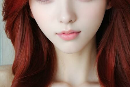 AI girl with red hair wallpaper