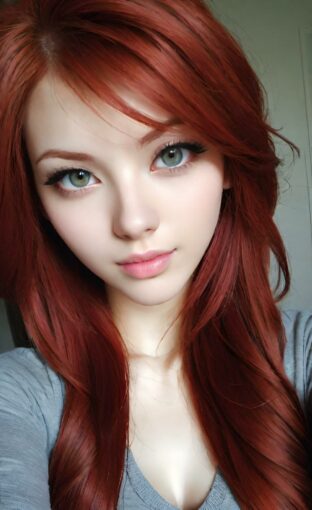AI girl with red hair wallpaper