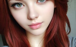 AI girl with red hair wallpaper