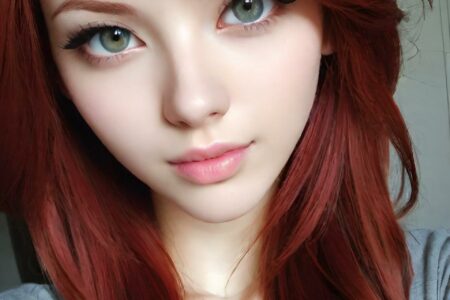 AI girl with red hair wallpaper