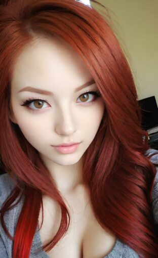 AI girl with red hair wallpaper