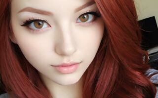 AI girl with red hair wallpaper