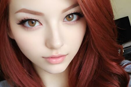 AI girl with red hair wallpaper