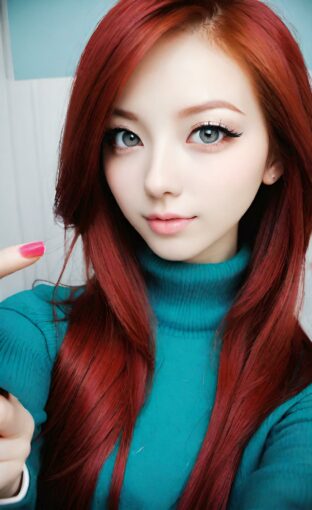 AI girl with red hair wallpaper