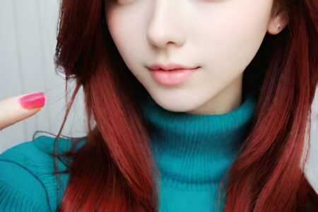 AI girl with red hair wallpaper