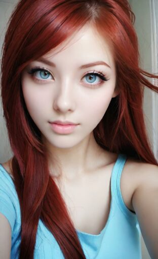 AI girl with red hair wallpaper